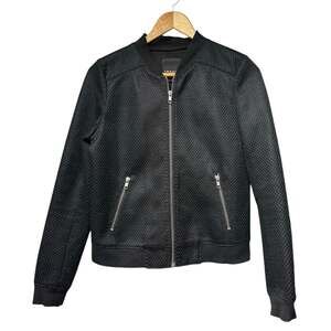 Trouvé Black Small Moto Jacket Semi Sheer Textured Mesh Biker Bomber Zip Front